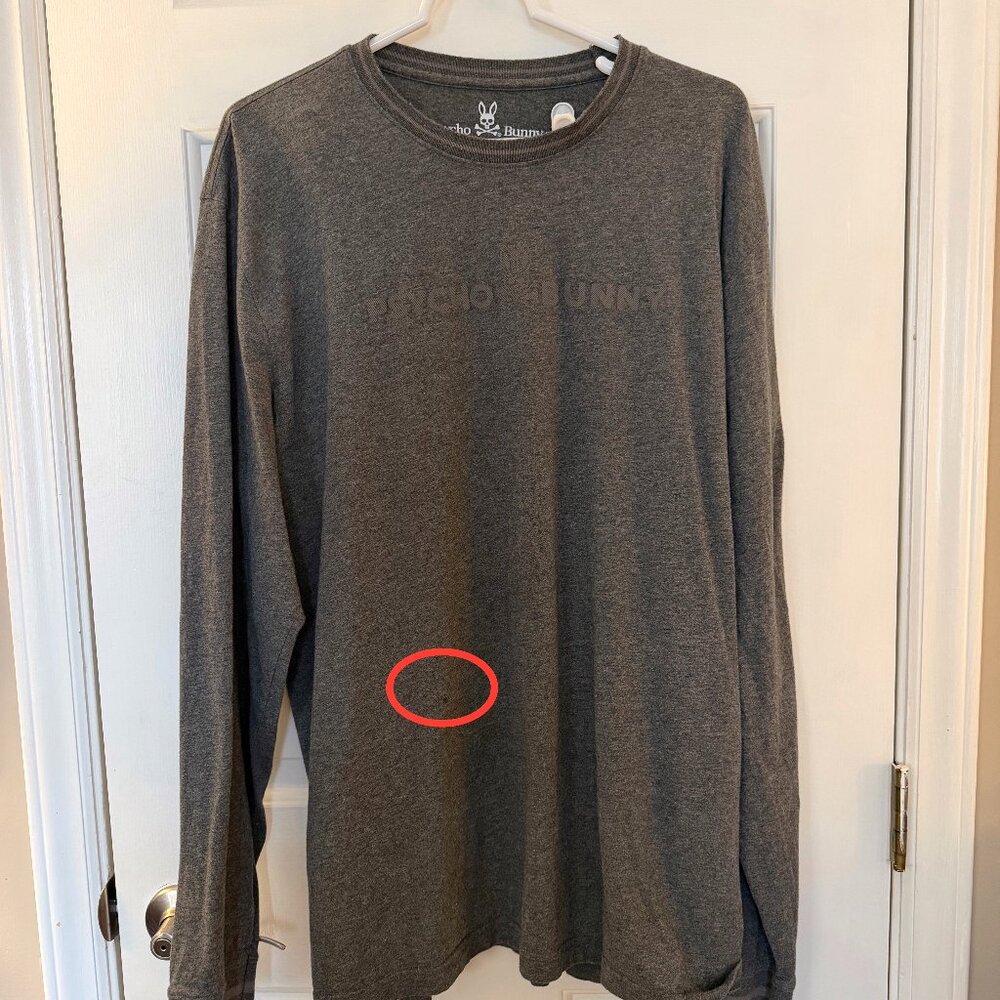Psycho Bunny Men's Long Sleeve Charcoal Grey Shirt, XXXL